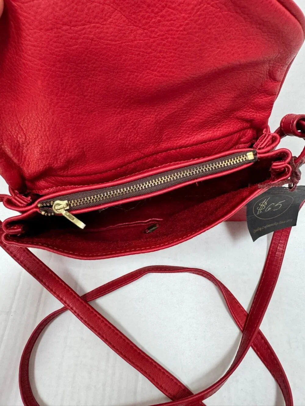 Morven Leather Designs Red Leather Crossbody Purse Handmade USA Copley Ohio - Picture 4 of 10